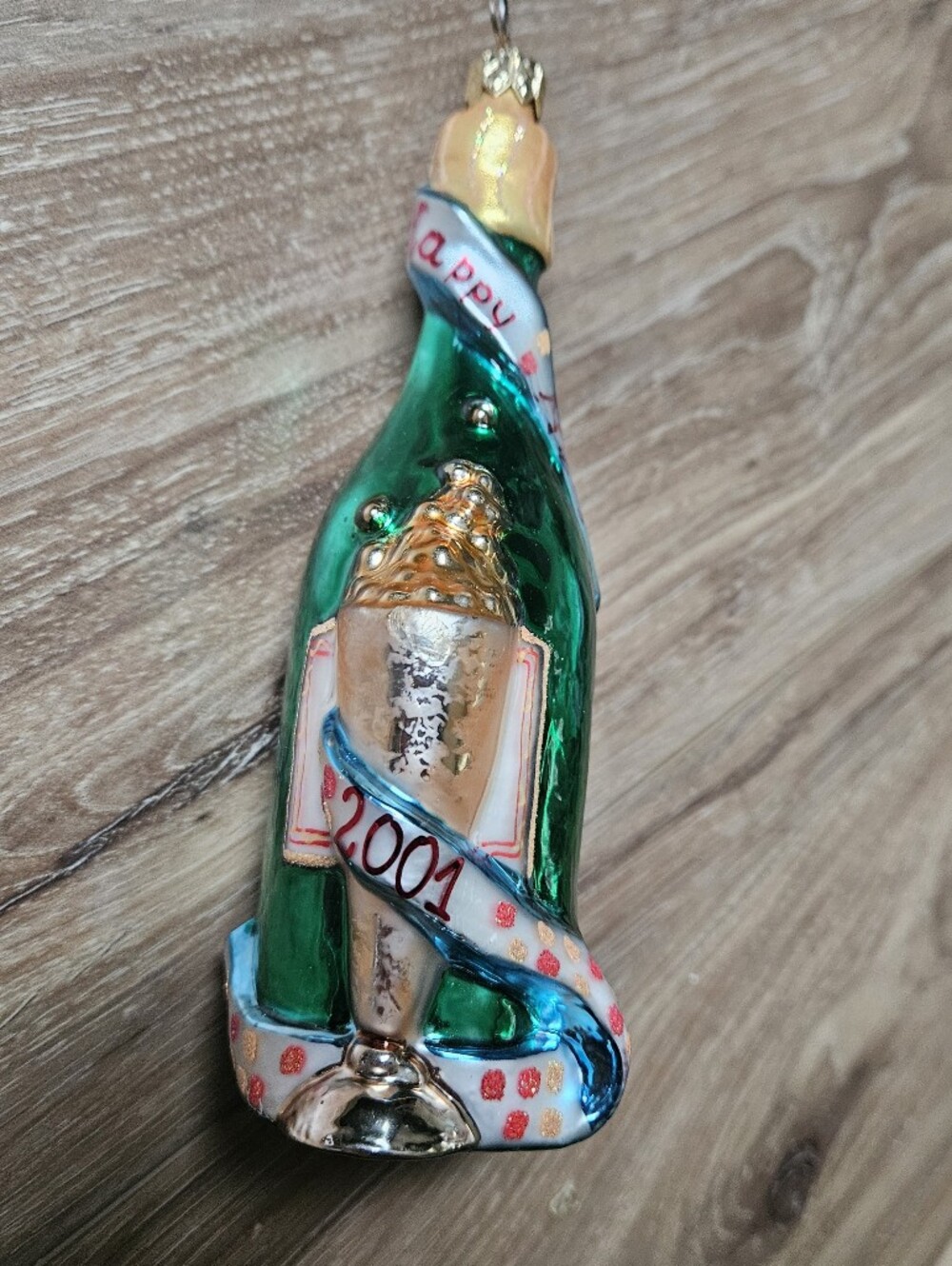 Chris Radko Vintage Hand-Blown Green Glass Holiday Ornament - 2001